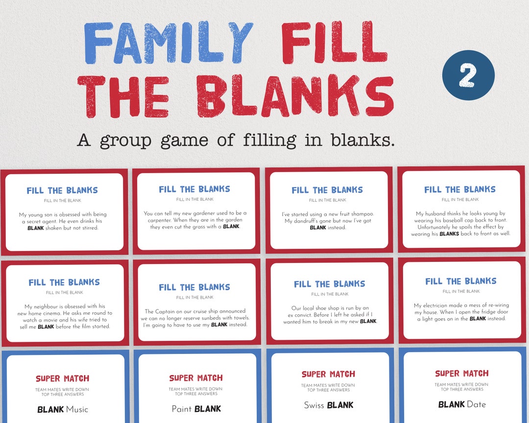 Family Fill the Blanks the Hilarious Party Game of Missing - Etsy Family Fill the Blanks the Hilarious Party Game of Missing - Etsy