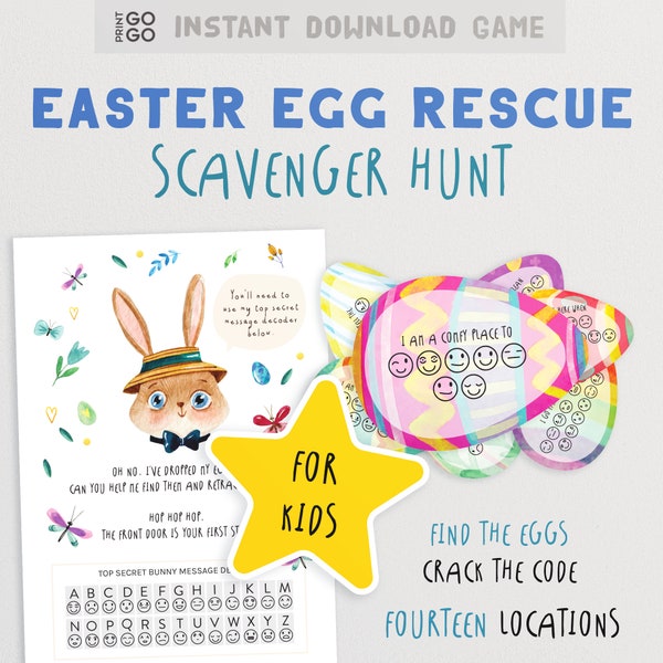 Easter Egg Rescue Scavenger Hunt - The Code Breaking, Secret Message Solving, Puzzle Game for Kids | Indoor Spring Treasure Hunt Activity
