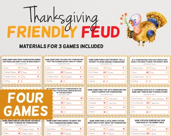 Juego de pelea amistosa de Acción de Gracias: el divertido juego de fiesta de adivinar las mejores respuestas / Noche de juegos en familia / Cuestionario para toda la familia / Juegos grupales