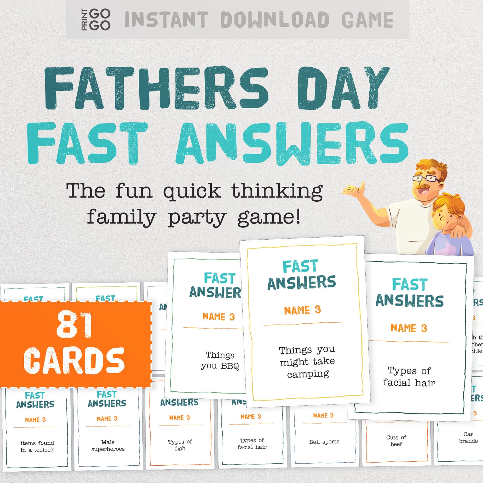 Father's Day Fast Answers - the Fun Quick Thinking Family Party Game ...