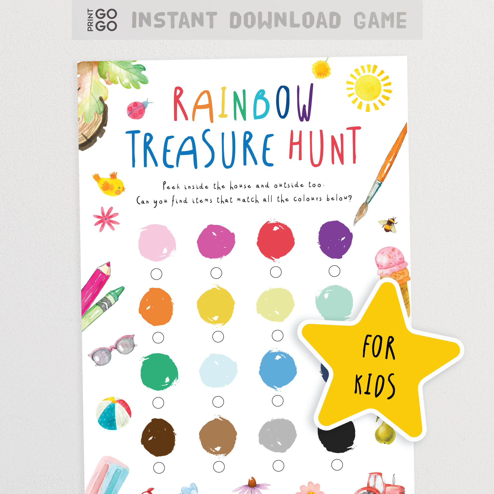 Rainbow Treasure Hunt for Kids | Color Scavenger Hunt Game | Childrens ...