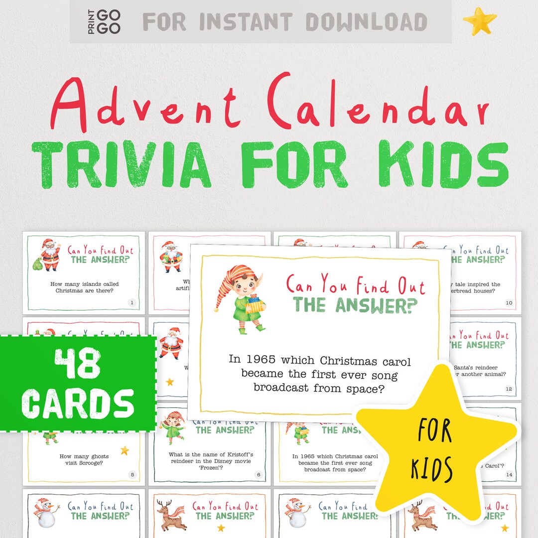 Advent Calendar Trivia Cards for Kids A Fun Way to Countdown Christmas