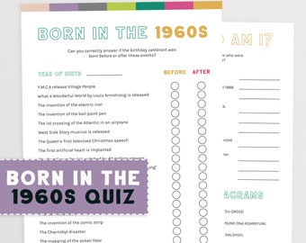 Född på 1960-talet - 60-årsdagsquiz | 1960-talets triviaquiz | Född på sextiotalets pubquiz | Trivia-festspel | 60-årsfest