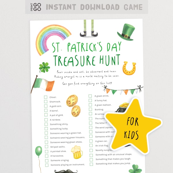 Chasse au trésor de la Saint-Patrick pour les enfants | Chasse au trésor de la Saint-Patrick | Jeu pour enfants | Rester à la maison des activités pour les enfants | J'espionne des jeux