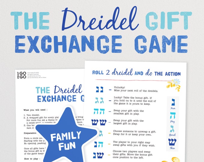 Hanukkah Roll the Dreidel Gift Exchange Game - the Hilarious Festival ...