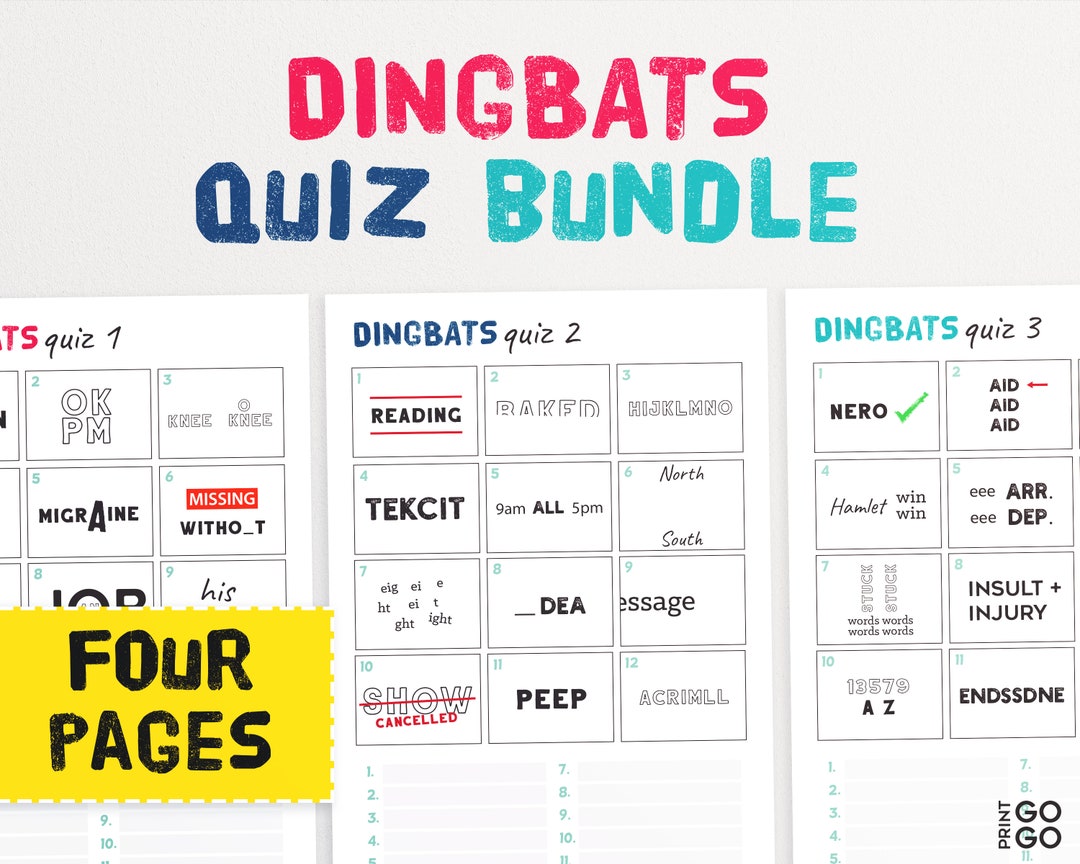 Dingbats Picture Quiz Puzzles the Fun Guess the Phrase Game Etsy