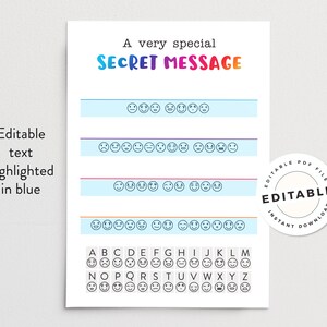 Editable Secret Message Secret Code for Kids Birthday | Etsy