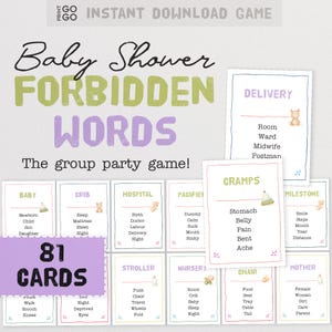 Baby Shower Forbidden Words - The Hilarious Party Game for Groups | Baby Taboo Cards | Baby Shower Printable Game | Mother to Be Party Idea
