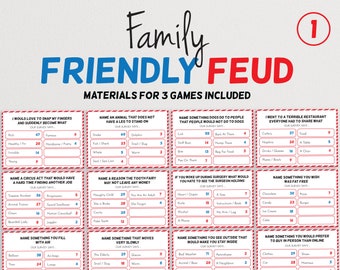 Family Friendly Feud (Version 1) - The Hilarious Party Game of Guessing Top Answers | Family Game Night | Printable Group Team Game