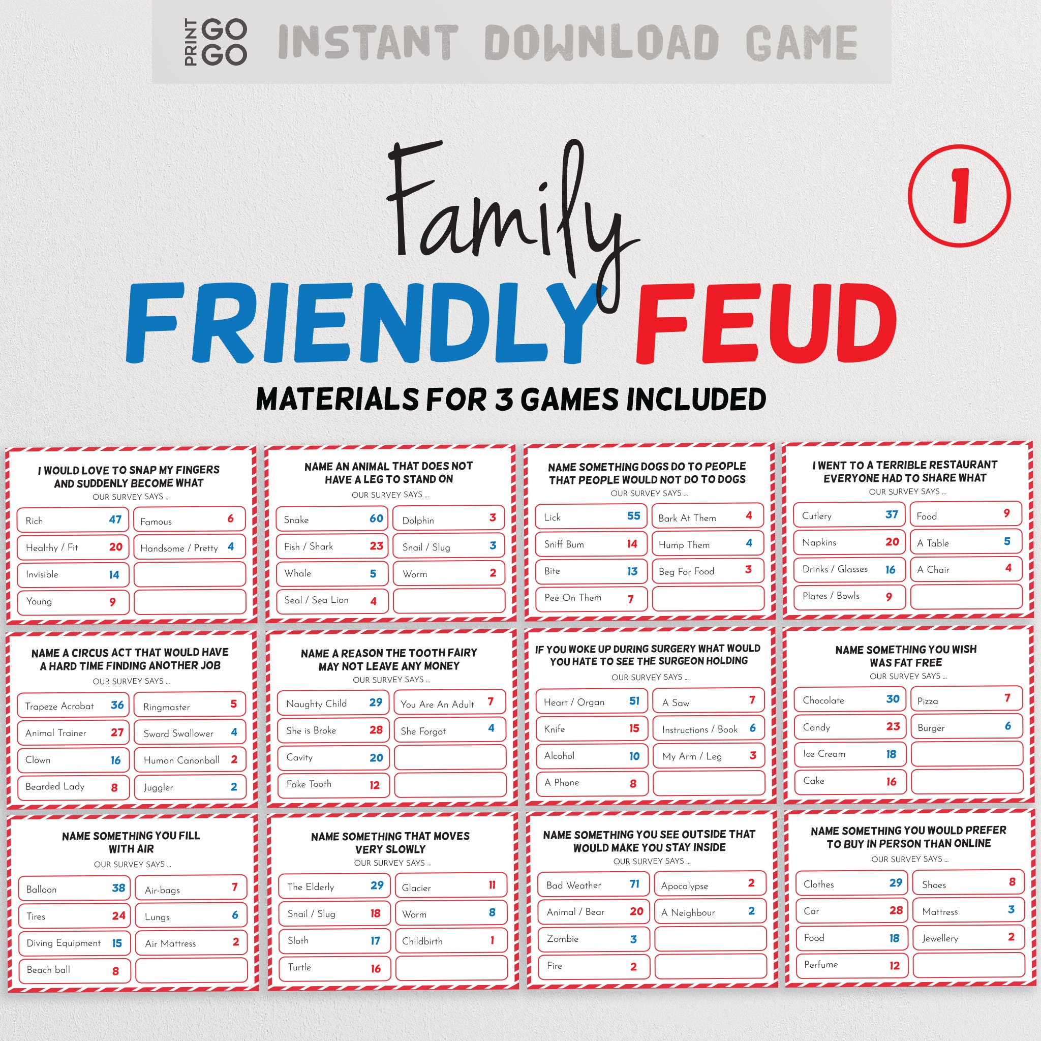  Family FEUD Kids Edition Card Game, Kid-Friendly