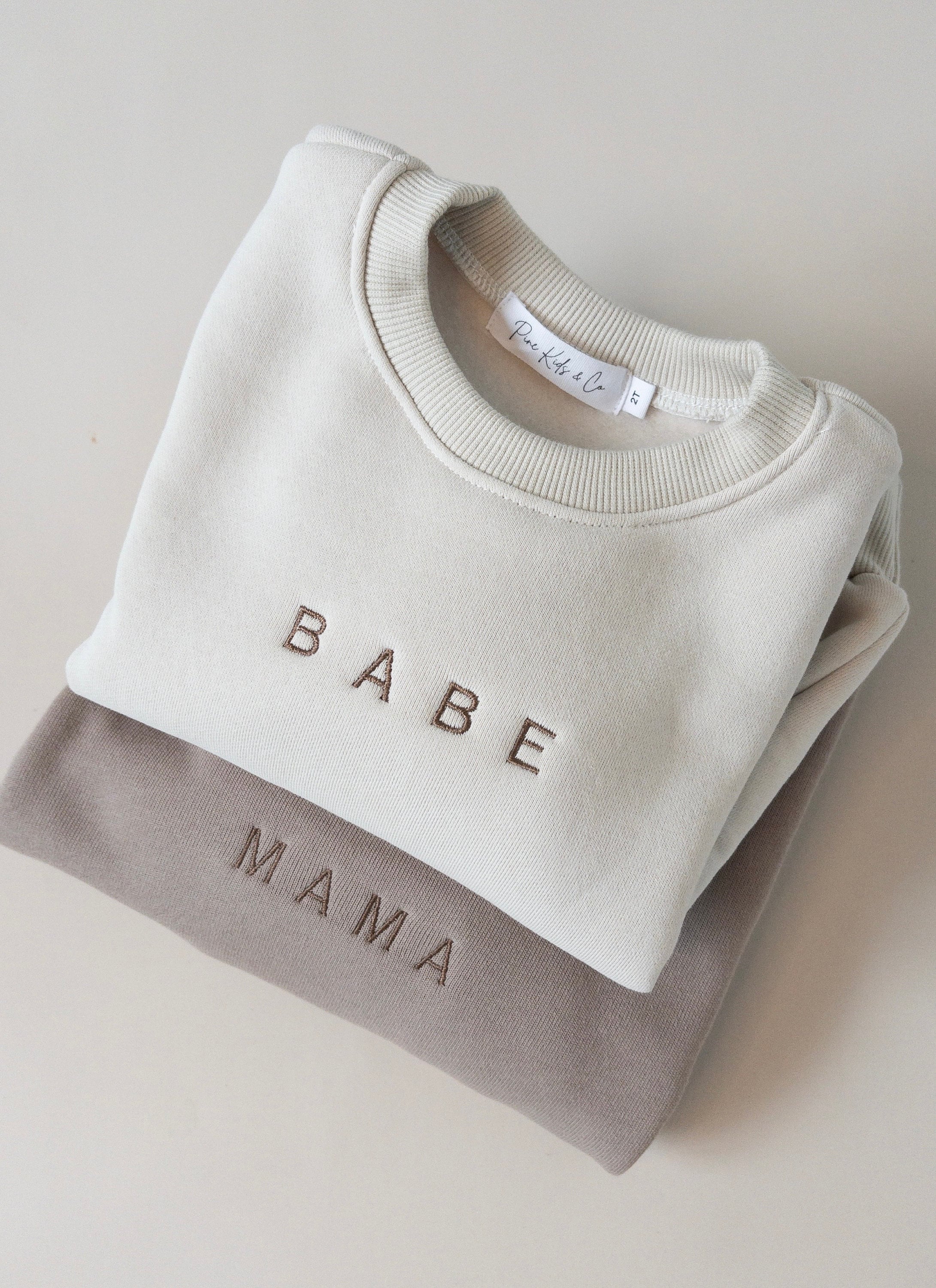 Mama and Babe Mini Bubs Sis Embroidery Crew Custom Embroidered Baby Toddler Kids Sweatshirt Personalized Gender Neutral Earth Tone Etsy
