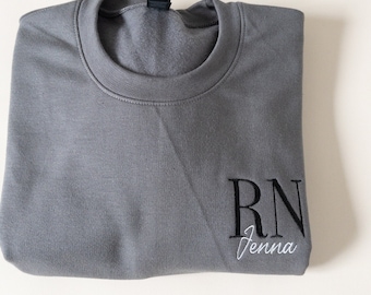 RN cna md lpn cst crna cnp neutral embroidered sweatshirt - adult unisex - plus sizes, nurses week graduation present