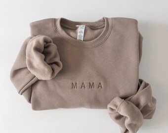 MAMA, dad, uncle, auntie, grandpa, grandma neutral embroidered sweatshirt - adult unisex - plus sizes