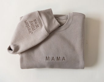 MAMA, dad, uncle, auntie, grandpa, grandma neutral embroidered sweatshirt - adult unisex - plus sizes