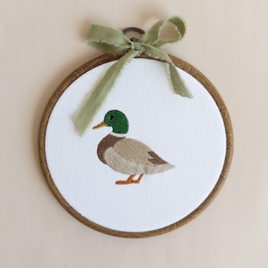 Mallard Duck Embroidered Hoop Sign: Custom Nursery Decor