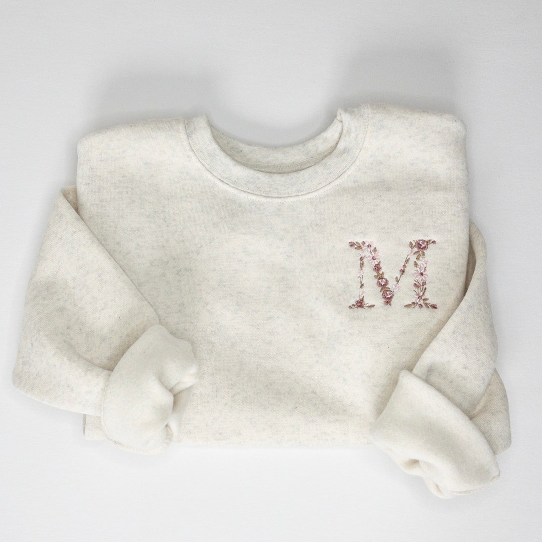 Oatmeal Color Floral Custom Embroidered Toddler Kids Adult
