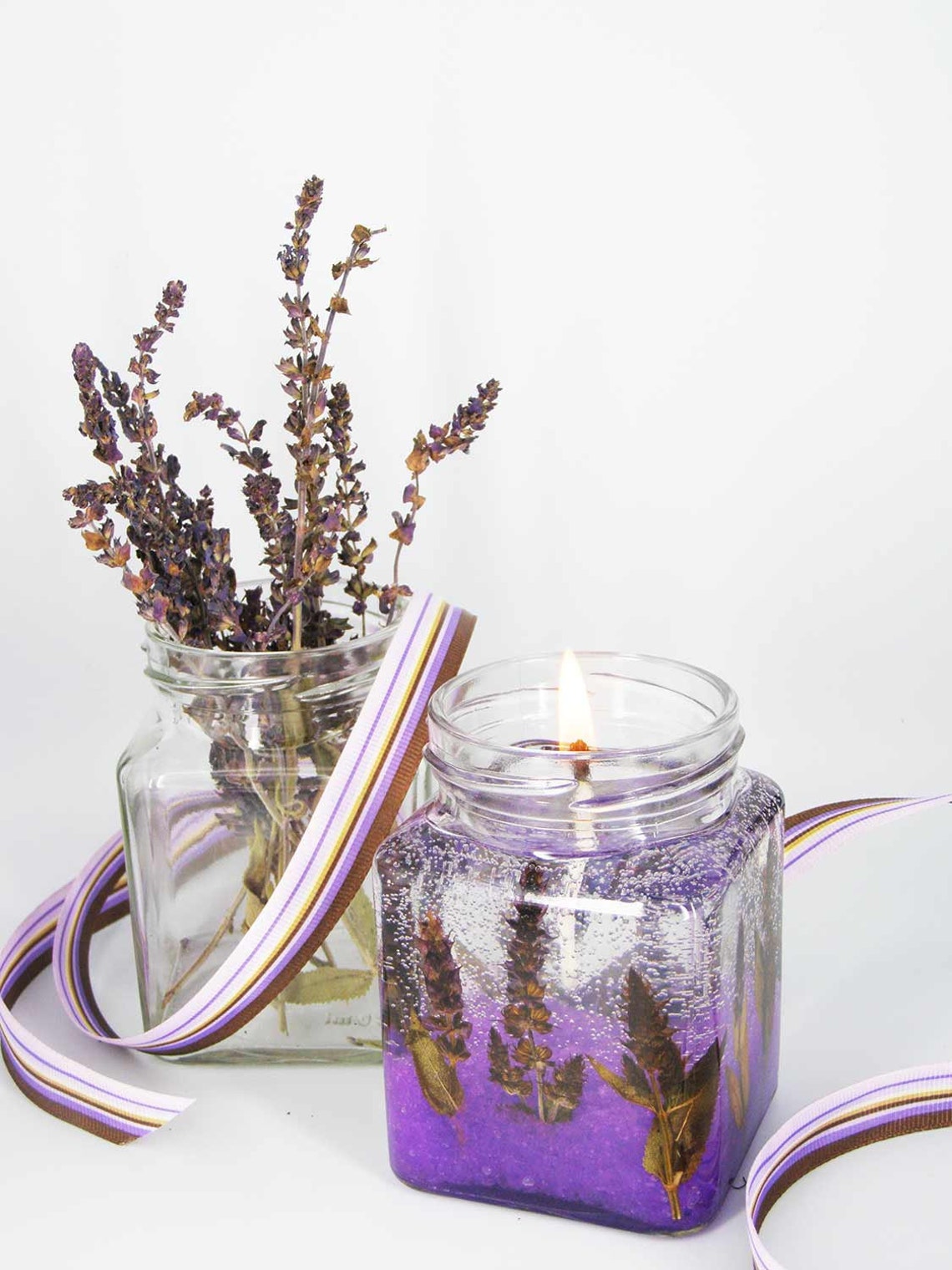 Candle gel wax candle with natural dried flowers Etsy