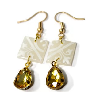 Translucent maiolica earrings , sicilian earrings , majolica azulejos earrings , sicilian jewelry , dolce earrings