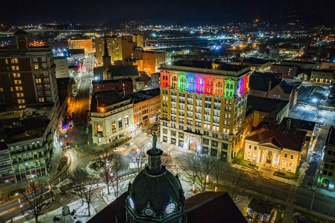 City of Binghamton Skyline Photograph night Etsy