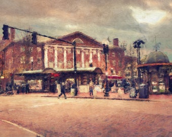 Harvard Square Art Print (Watercolor Style)