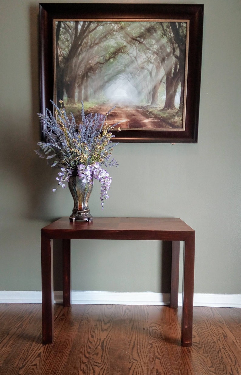 Mid Century Modern Lane 1974 Parsons End Side Table banded Walnut book matched
