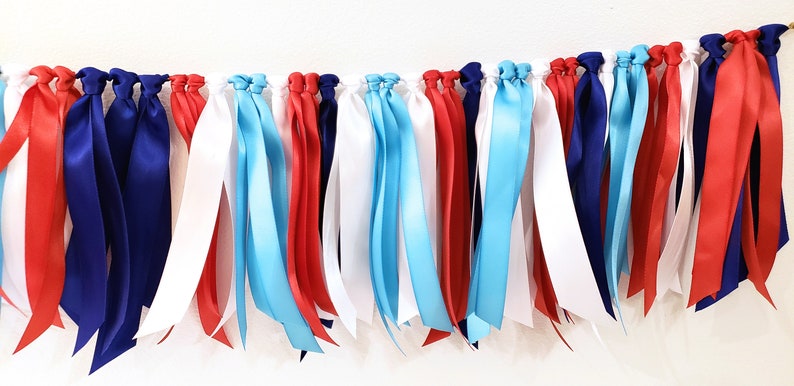 Time Flies Airplane Ribbon Garland Red White and Blue Ribbon | Etsy