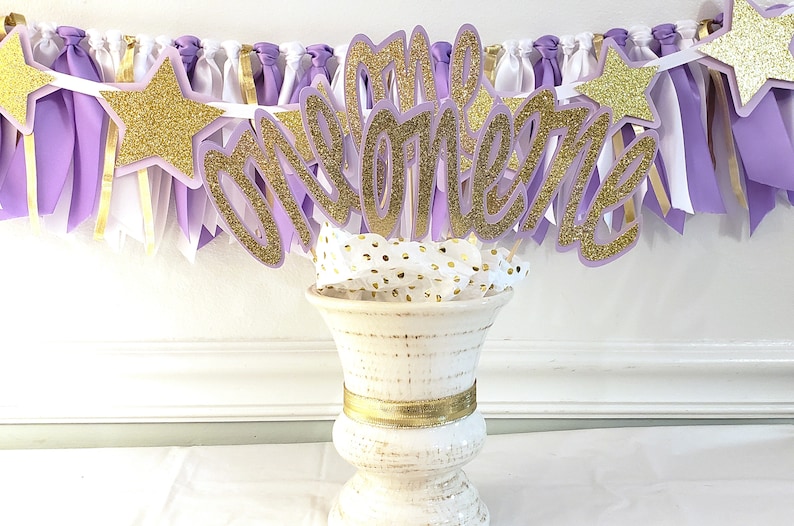 ONE Centerpiece Set Carousel First Birthday Table Decorations Lavender and Gold Centerpiece Set Handcrafted in 1-2 Business Days