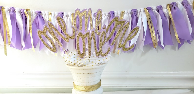 ONE Centerpiece Set Carousel First Birthday Table Decorations Lavender and Gold Centerpiece Set Handcrafted in 1-2 Business Days