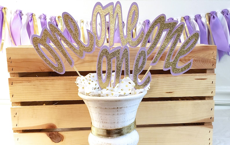 ONE Centerpiece Set Carousel First Birthday Table Decorations Lavender and Gold Centerpiece Set Handcrafted in 1-2 Business Days