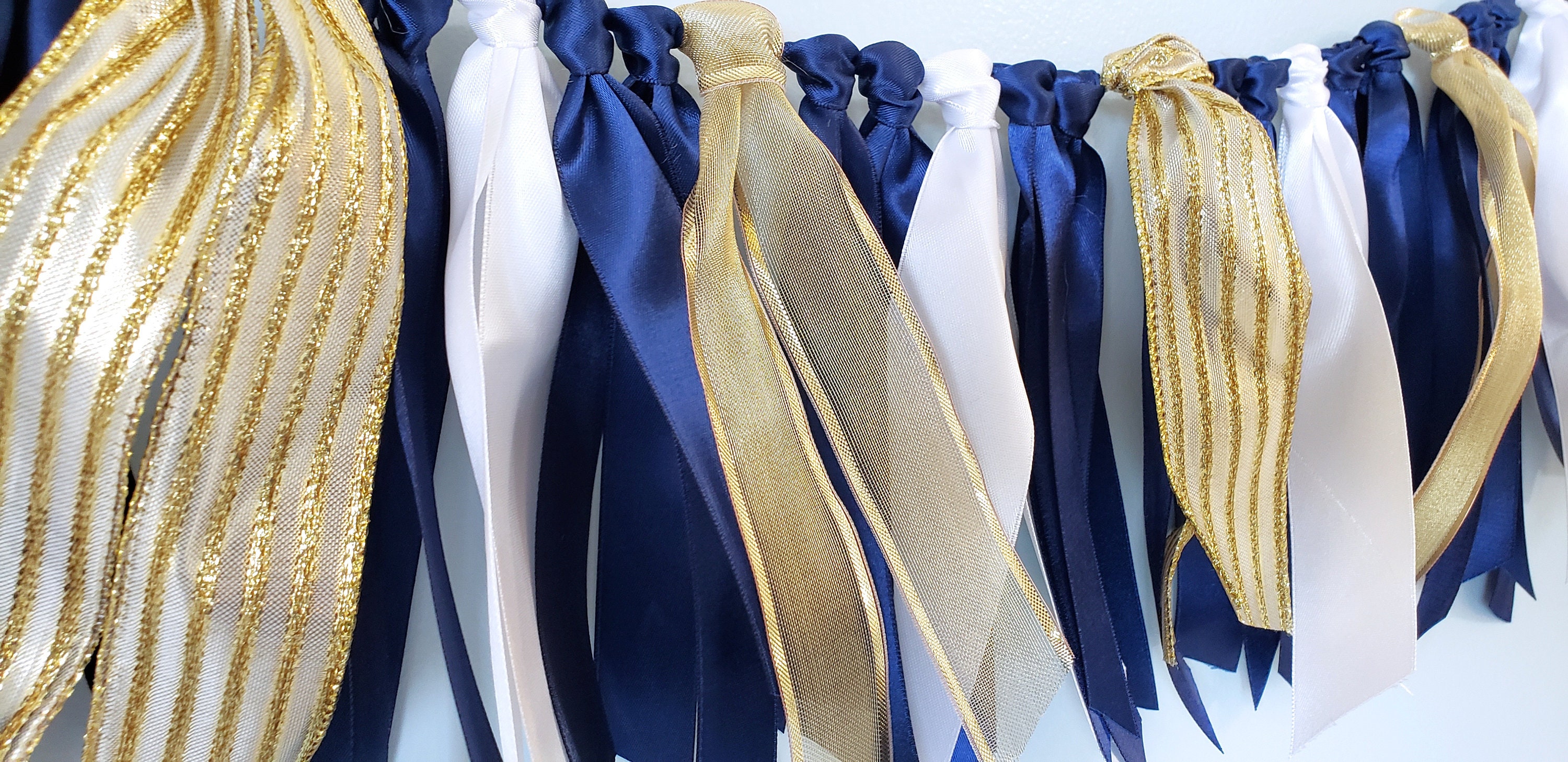 Blue and Gold Ribbon Hair Ties - wide 9