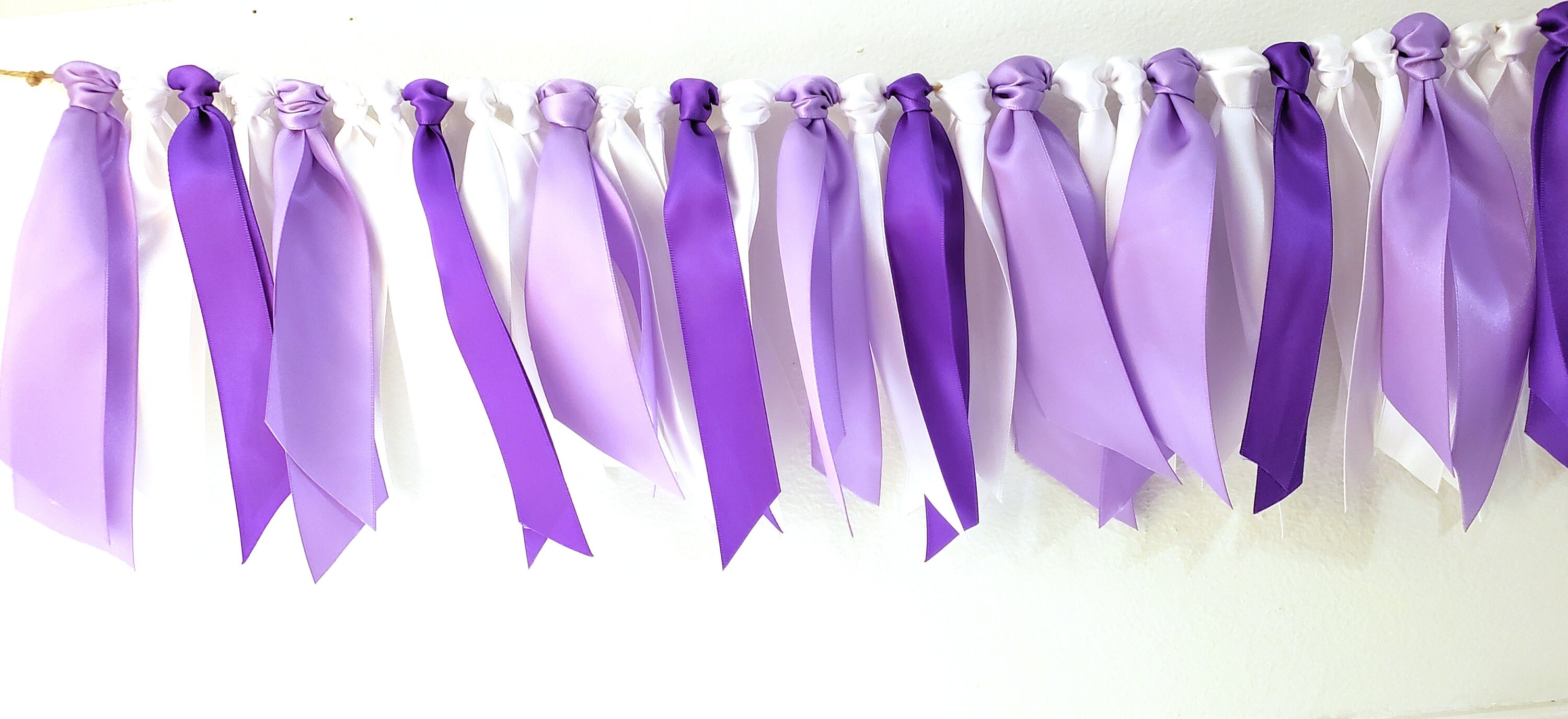 Lavender Purple and White Ribbon Banner Ribbon Garland Etsy