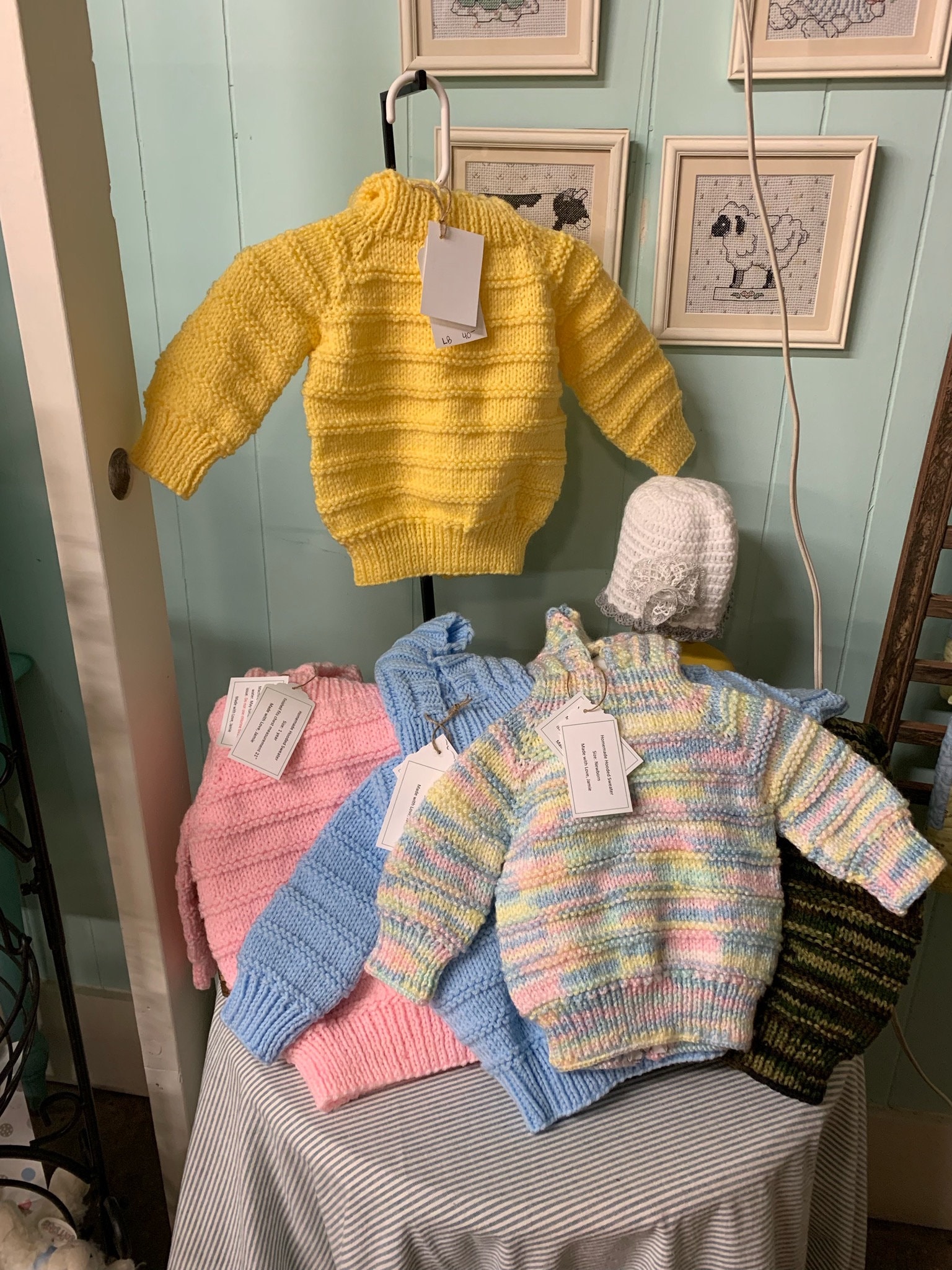 Baby Boys Monogram Sweater Light Blue Crewneck Knitted, 9-12M