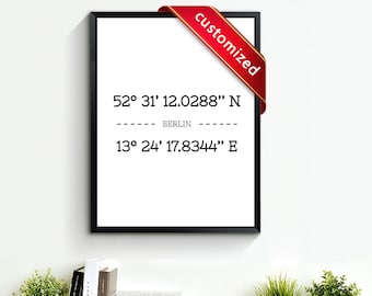 Customized City coordinates * Cities prints | City wall art | City posters | Digital Print | Digital Printable | Printable Wall Art | Airbnb