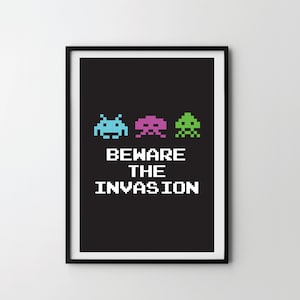 Space Invaders Poster ** Arcade Game Poster | Play Room Decor | Arcade Game Digital Print | Digital Printable | Printable Wall Art