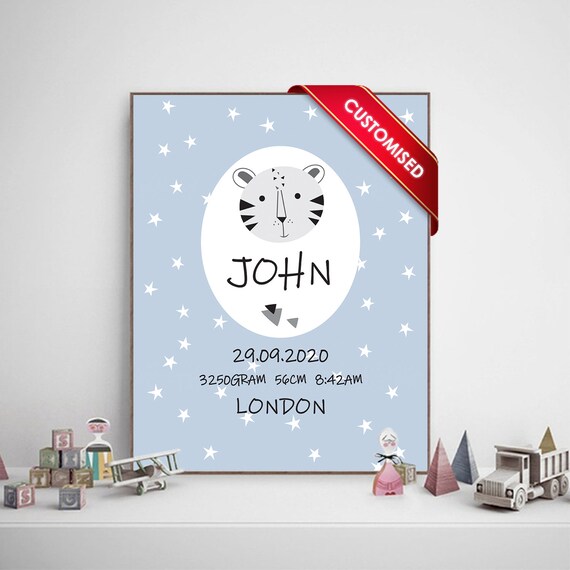 Baby boy printable name sign Custom name nursery wall art