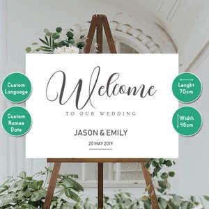 Signe de mariage de bienvenue imprimable, signe de bienvenue imprimable, décor de mariage imprimable, support d'autocollants de mariage de bienvenue