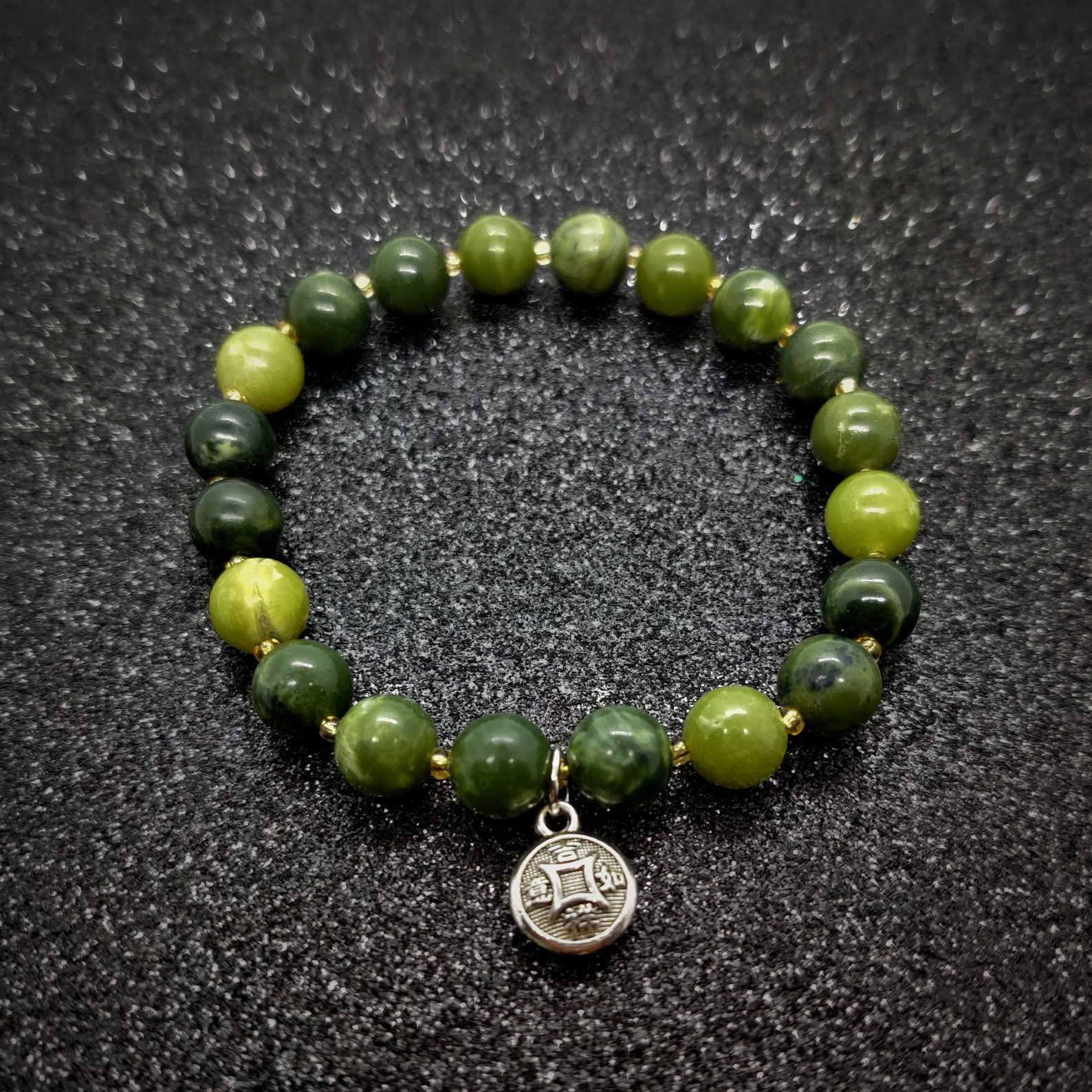 Lucky Jade Charm Stretch Bracelet Etsy