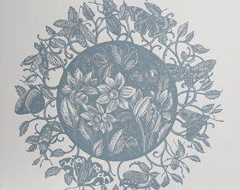 Spring - handmade linocut print