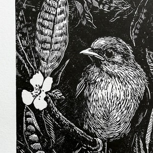 Impresión linograbada hecha a mano de Little Bird