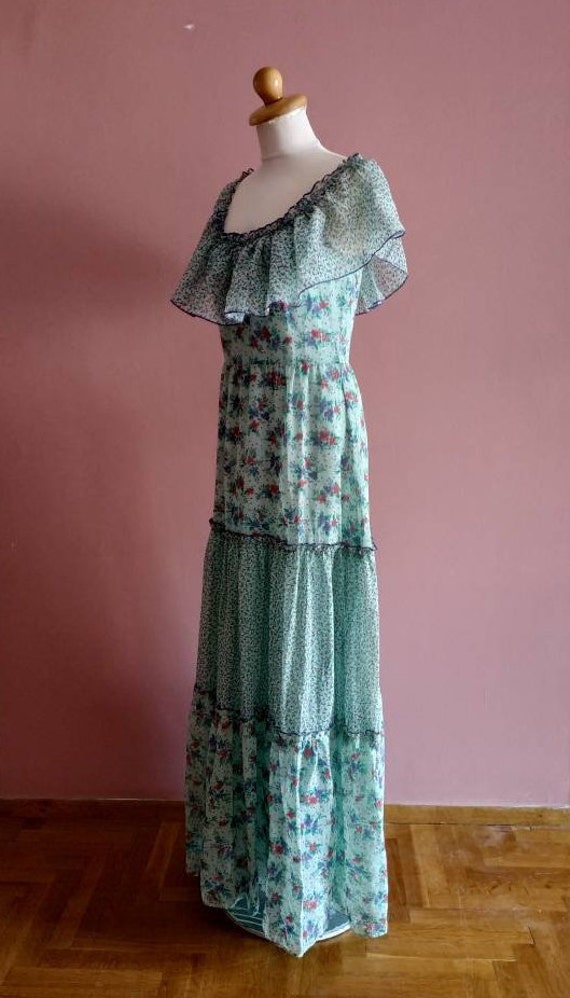 Tiered floral 1970's maxi dress - image 5