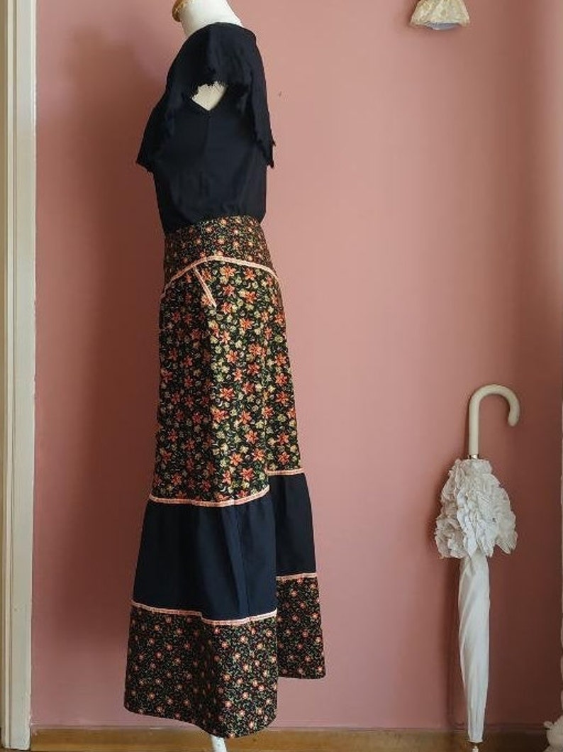 Floral patchwork midi skirt image 4