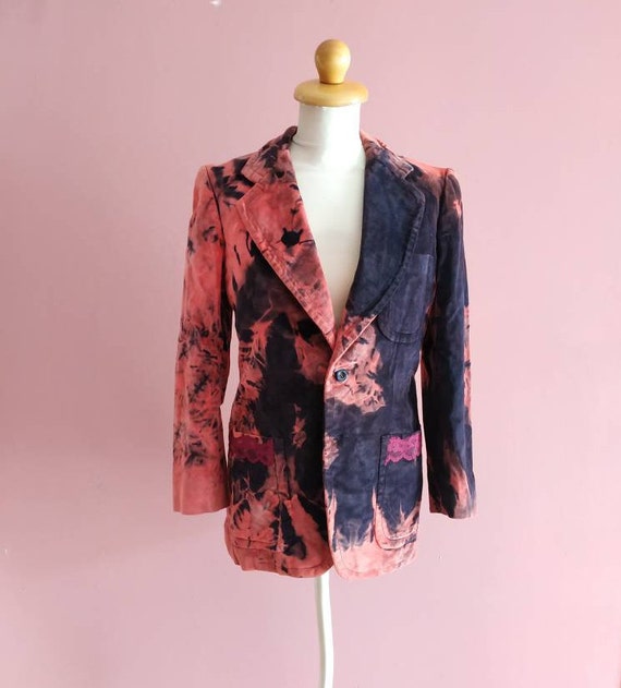 Tie-dye velvet blazer