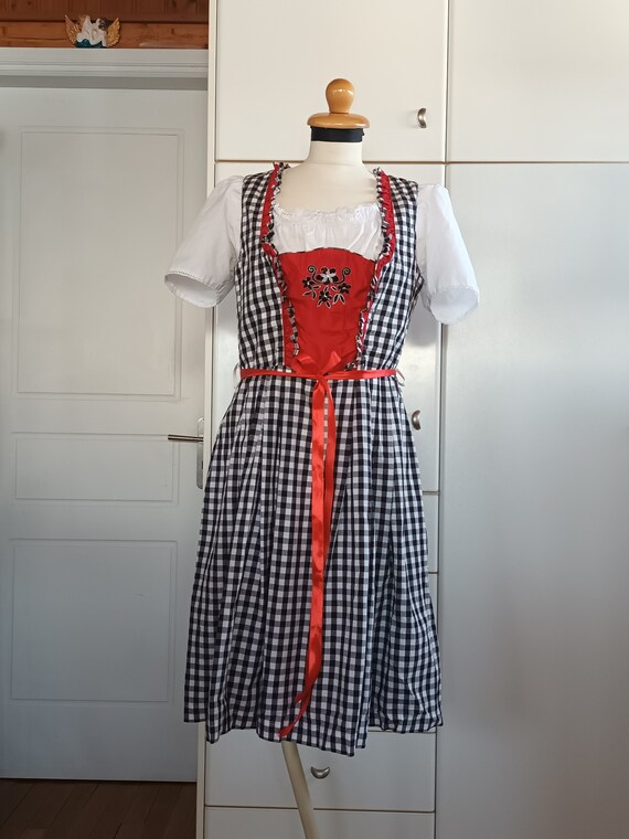 ディアンドル LANDHAUS レースアップ チェック チロル ワンピース 赤