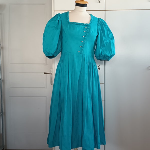 Turquoise puff sleeve dress