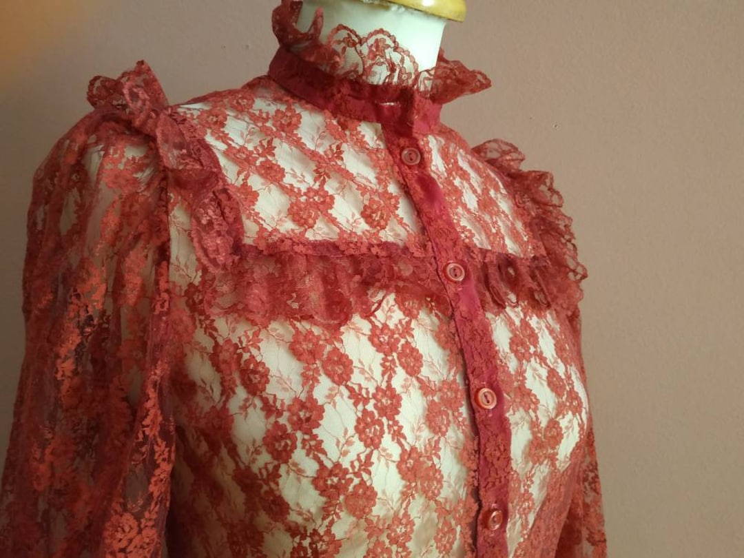 Vintage Cherry Red Cutout Top (M)