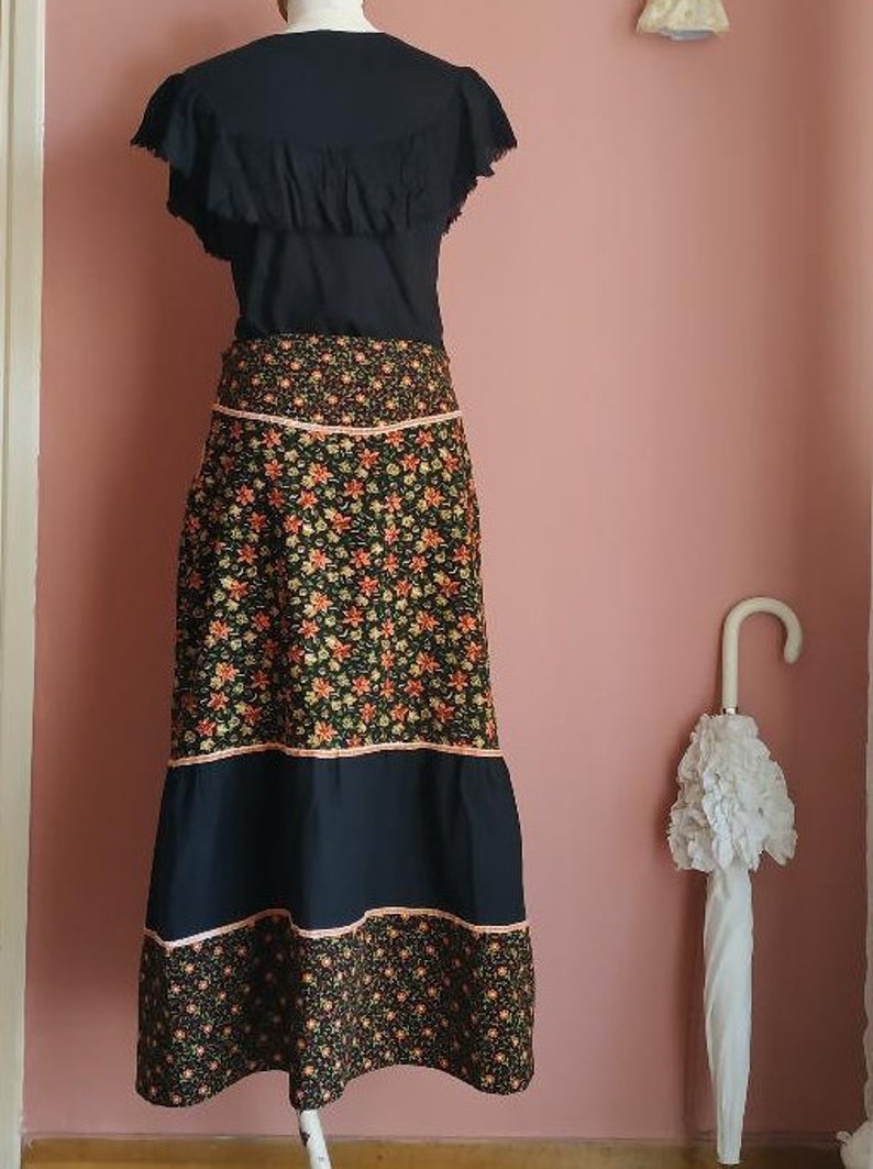 Floral patchwork midi skirt image 5