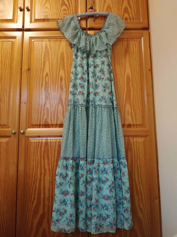Tiered floral 1970's maxi dress - image 10