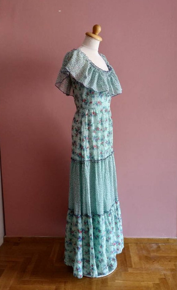 Tiered floral 1970's maxi dress - image 2