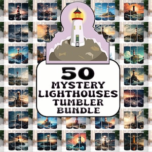 50 Lighthouse Tumbler Wraps: Mystery Bundle, 20oz Skinny Tumbler Sublimation (Digital Download)