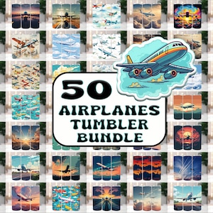 50 Flugzeug Tumbler Wraps: 20 Unzen Skinny Tumbler Sublimations Designs (Digitaler Download)